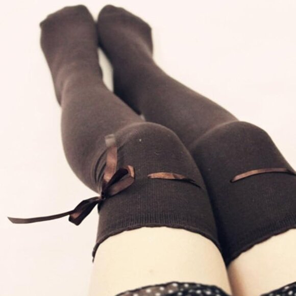 Thigh Brown High Socks - Picture 1 of 3